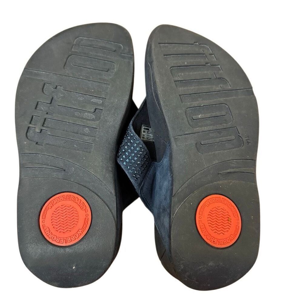 FitFlop Lulu Embellished Thong Sandals Navy Blue Women’s Size 5 - Picture 3 of 7